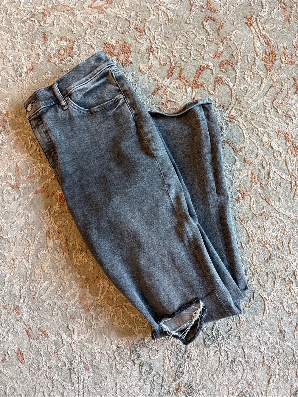 Express Women's Gray bootcut jeans with Distressed Hem
